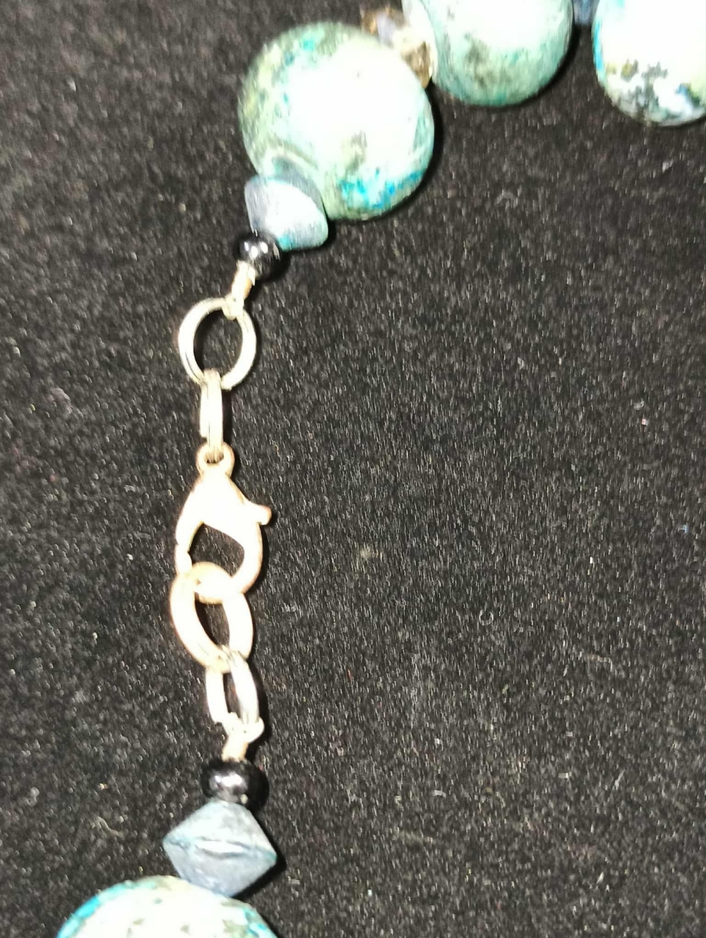 Vintage Style Israeli Eilat Stone Beaded Necklace Artisan Pendant Statement - Picture 9 of 15